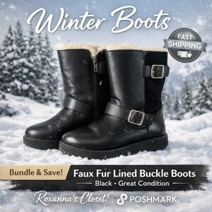 UGS: Women’s Black Winter Boots MID CALF BOOT with Fur Lining SIZE 7